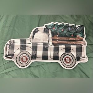 Robert Stanley Buffalo Plaid Truck Holiday Serving Platter/Decorative Plate
